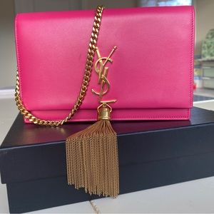 Ysl Saint Laurent Kate tassel wallet on Chain pink